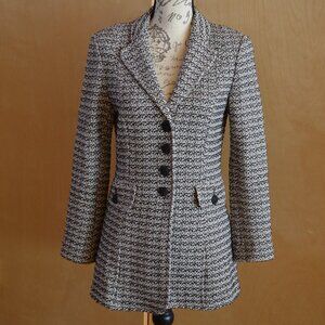 St. John button up jacket, black/white tweed size 8